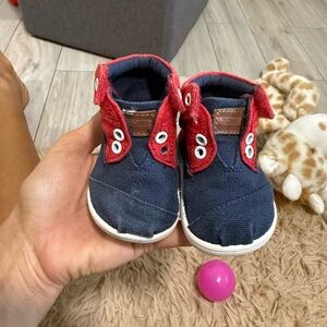 TOMS baby Navy and Red Shoes